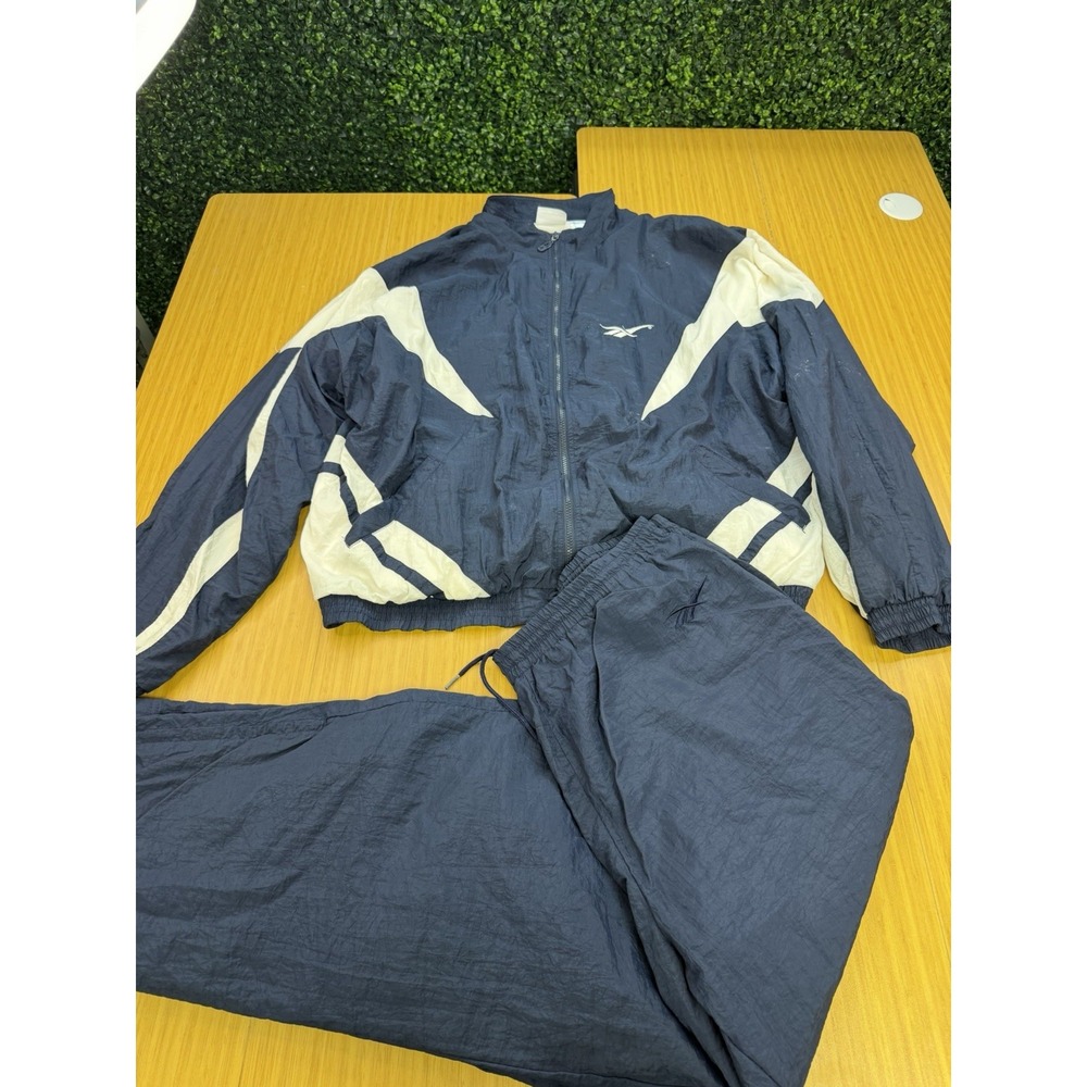 Reebok Men's Vintage 2-Piece Track Suit Blue & Navy Blue Jacket XXL Bottoms XXL